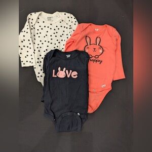 Polka Dot, Black, and Coral Bunny Trio (3pk) from Onesies® by Gerber (12M)